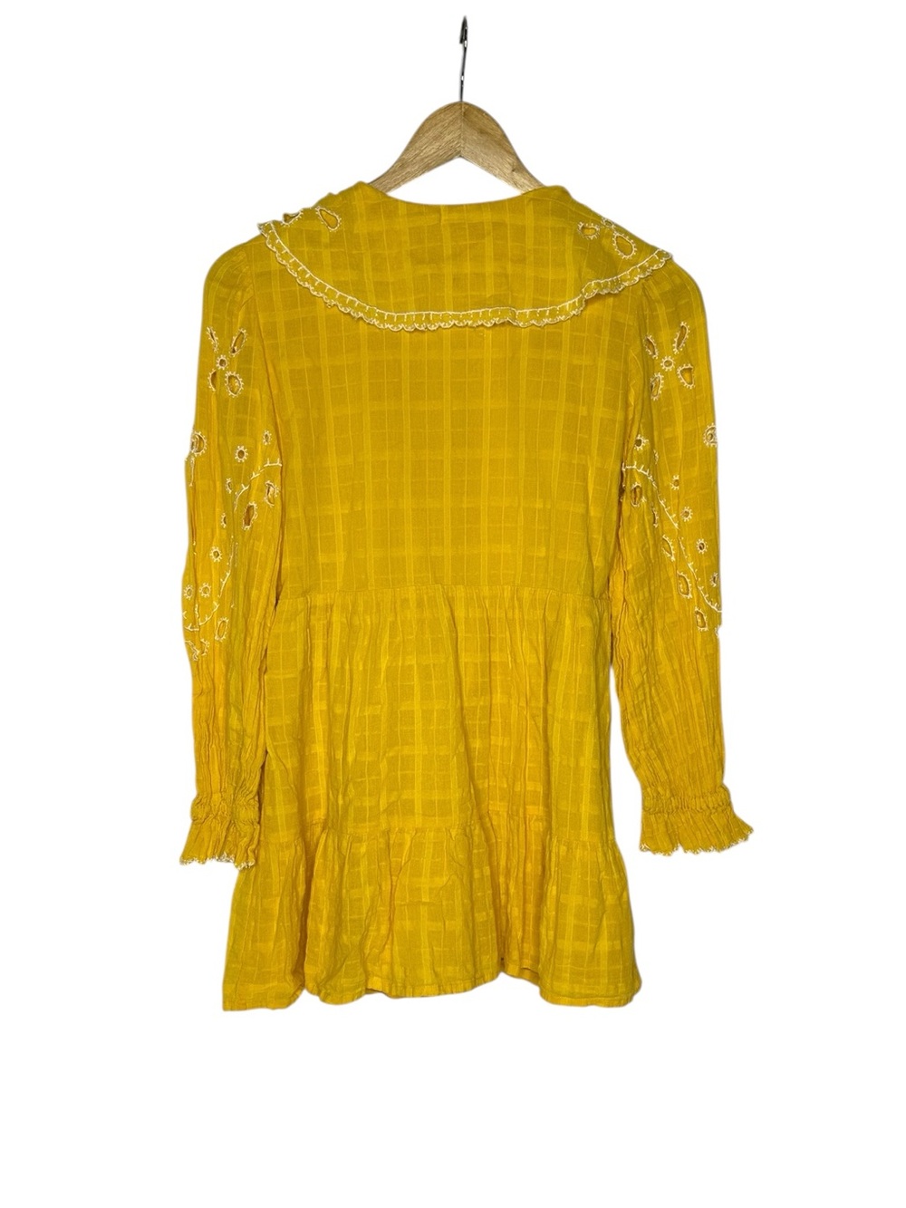 Anthropologie x RAHI Yellow Eyelete Long Sleeve Mini Shirtdress XS - Picture 4 of 13